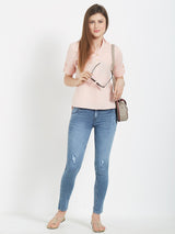 Solid Shirt Style Top - Peach