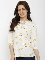 Floral Printed Top - Off White