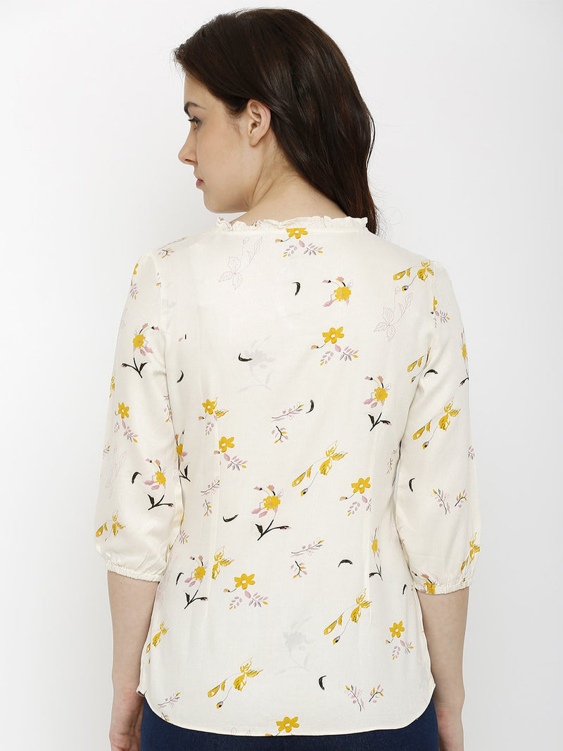 Floral Printed Top - Off White