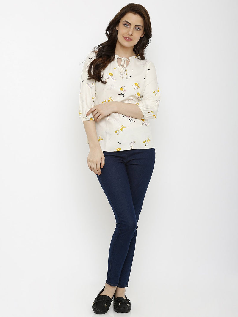 Floral Printed Top - Off White