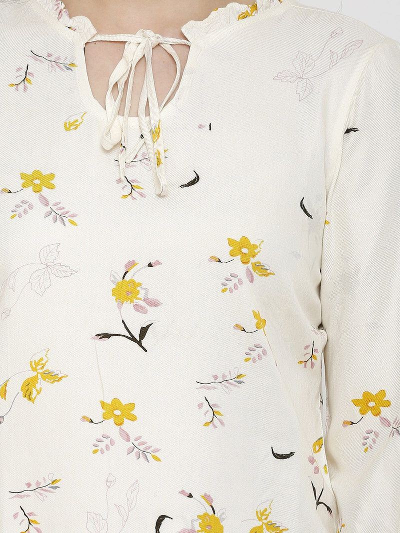 Floral Printed Top - Off White