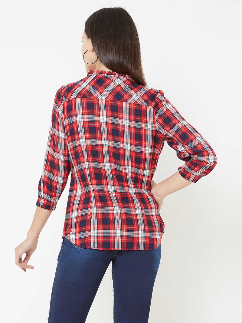 Multi Color Woven Checks Top - Multi Color