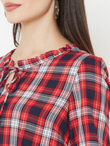 Multi Color Woven Checks Top - Multi Color