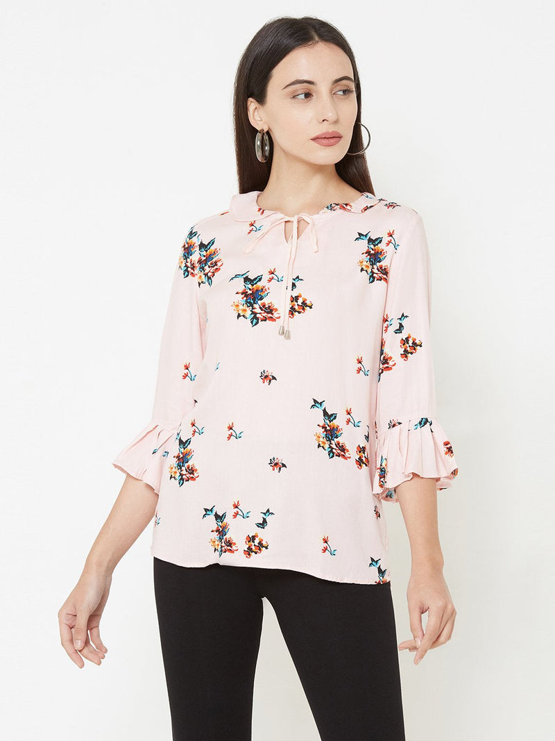 Peach Woven Printed Top - Peach