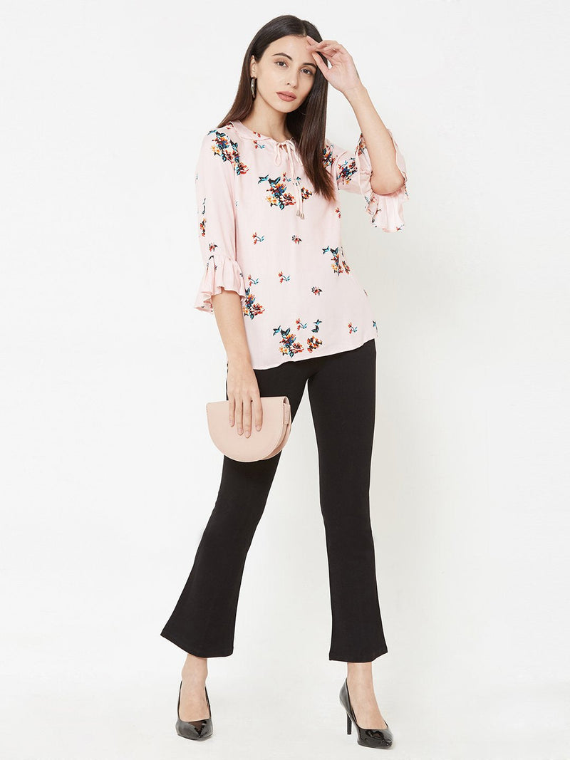 Peach Woven Printed Top - Peach