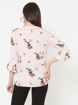 Peach Woven Printed Top - Peach