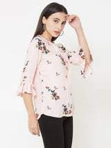 Peach Woven Printed Top - Peach