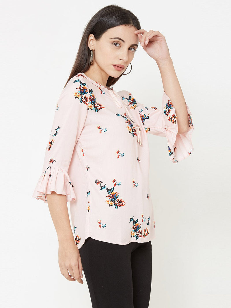 Peach Woven Printed Top - Peach