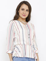 Candy Stripe Peplum Top - Multi Color