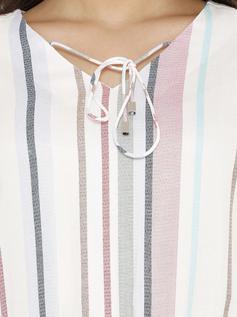 Candy Stripe Peplum Top - Multi Color