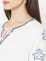 Off White Woven Printed Top - Off White