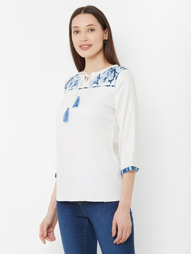 Embroidered Top - Off White