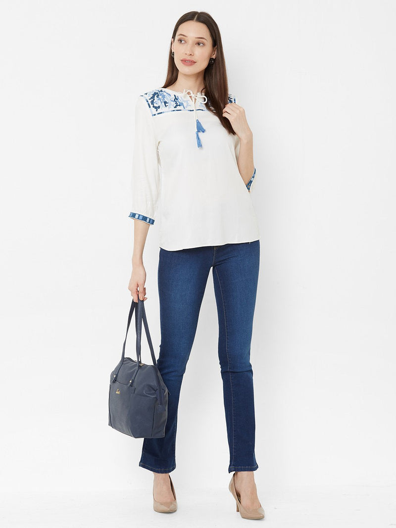 Embroidered Top - Off White