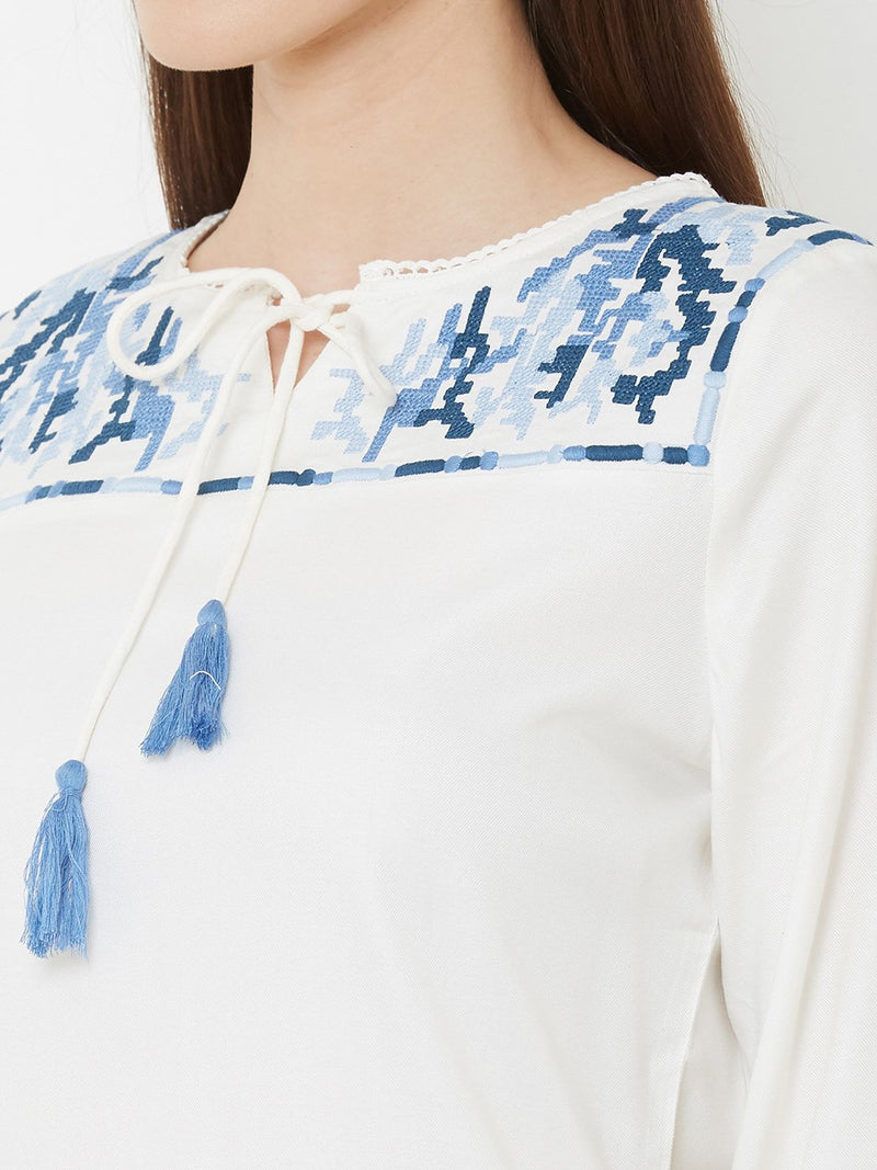 Embroidered Top - Off White
