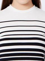 Women Striped T-Shirts - Black White