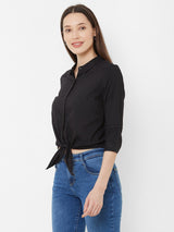 Solid Shirt Style Top - Black