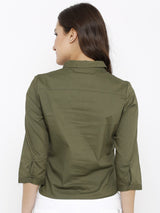 Women Regular Fit Casual Shirt - Olive