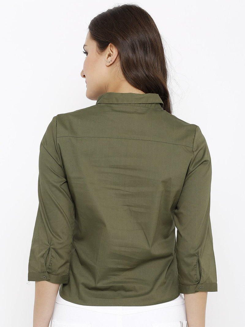 Women Regular Fit Casual Shirt - Olive