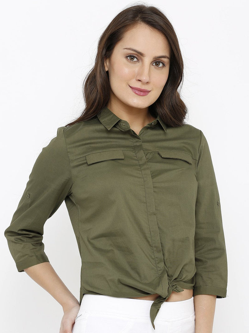 Women Regular Fit Casual Shirt - Olive