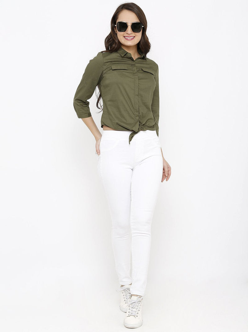 Women Regular Fit Casual Shirt - Olive