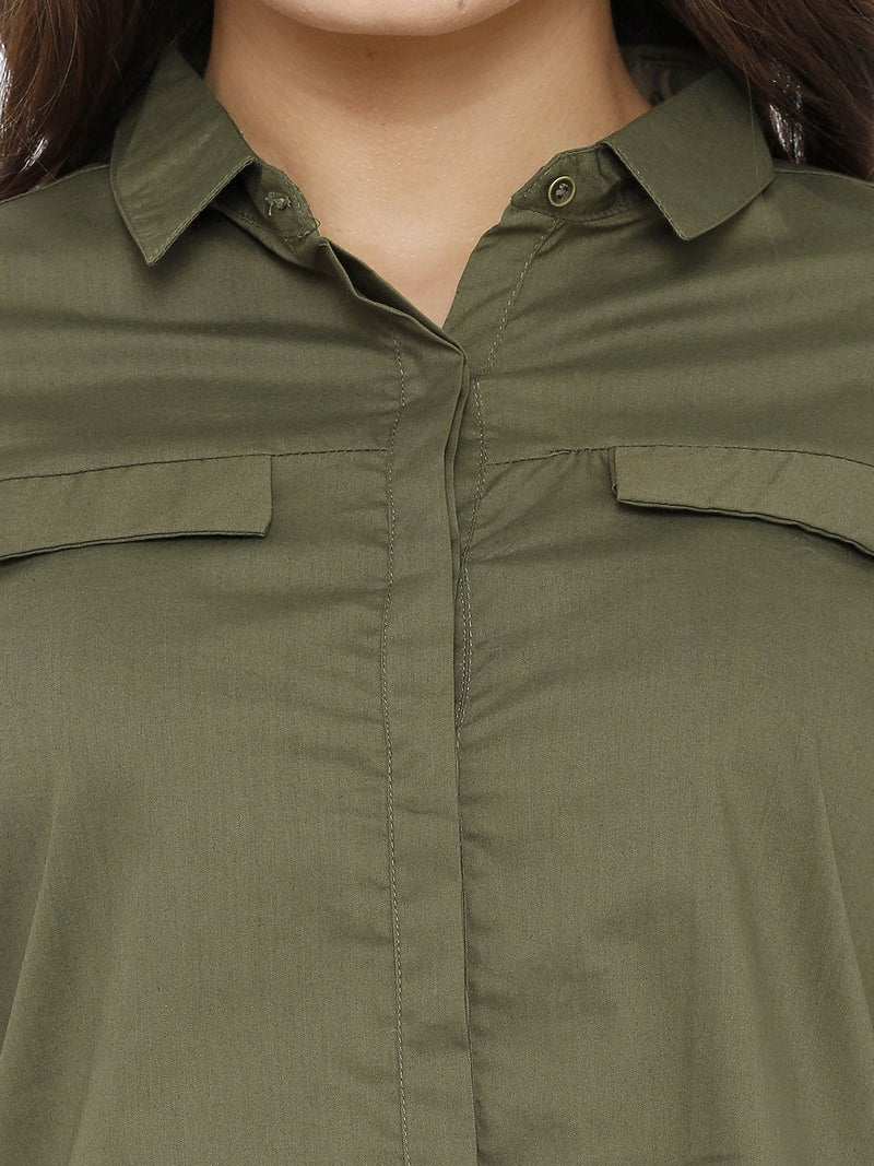 Women Regular Fit Casual Shirt - Olive