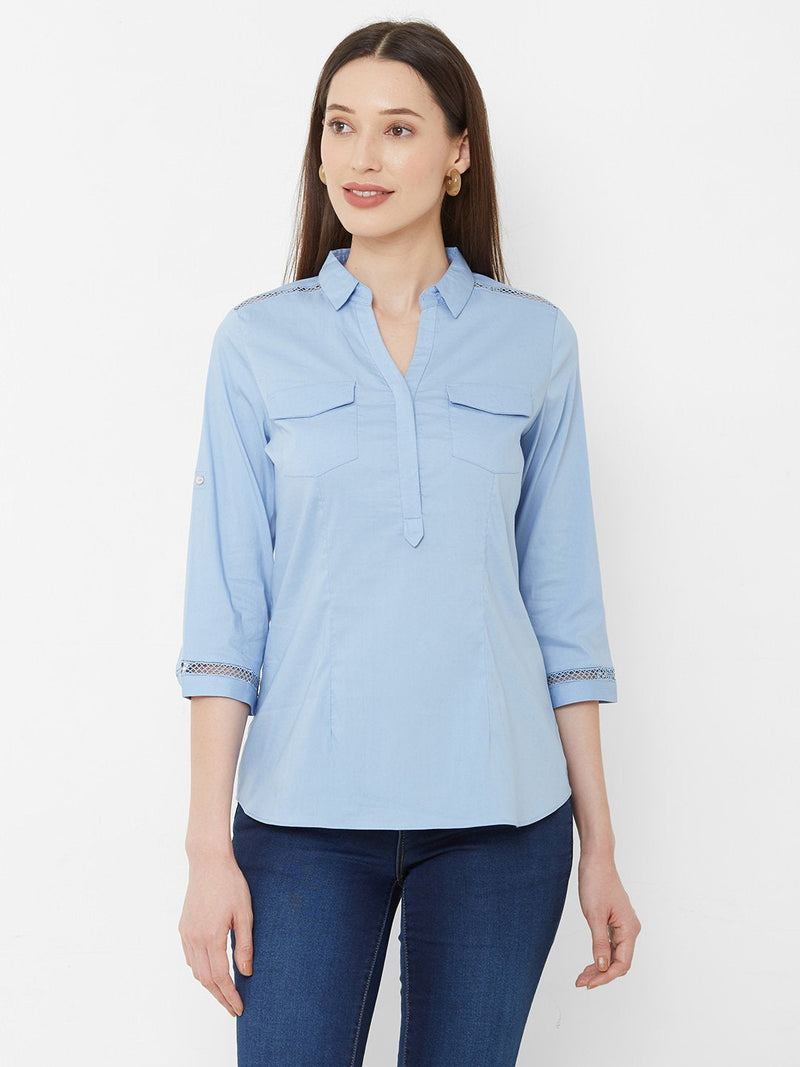 Solid A-Line Top - Sky Blue