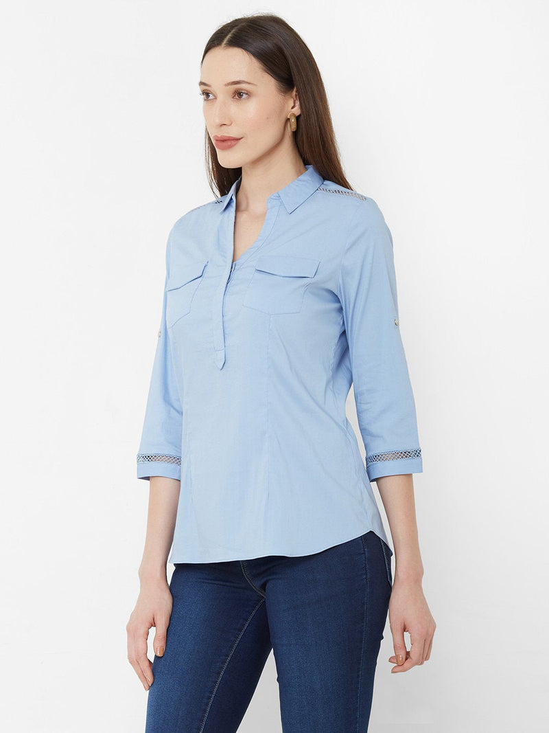 Solid A-Line Top - Sky Blue
