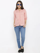 Women Self Design Casual Shirt - Peach