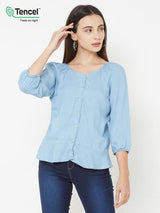 Light Blue Denim Top - Light Blue