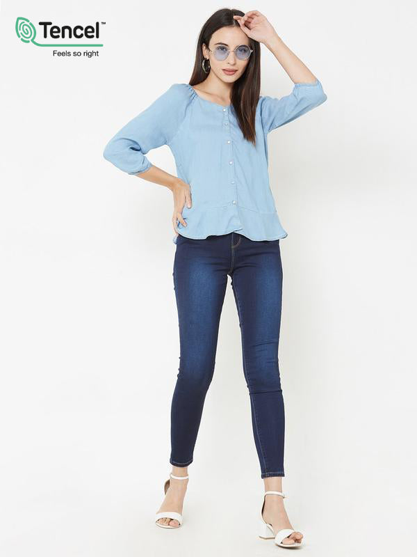 Light Blue Denim Top - Light Blue