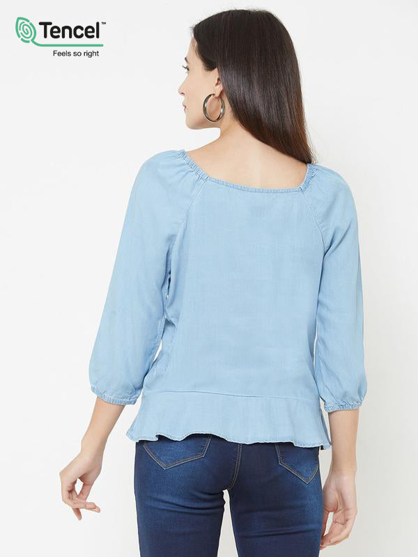 Light Blue Denim Top - Light Blue