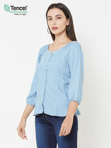 Light Blue Denim Top - Light Blue