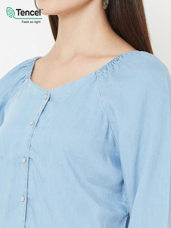 Light Blue Denim Top - Light Blue
