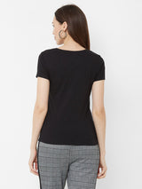 Printed Round Neck T-Shirt - Black