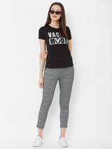 Printed Round Neck T-Shirt - Black