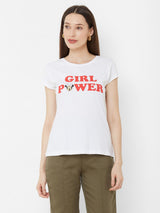 Printed Round Neck T-Shirt - White