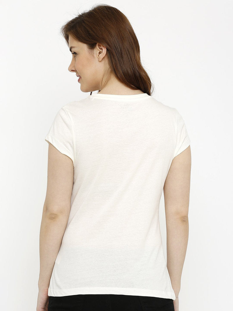 Printed Round Neck T-Shirt - Off White