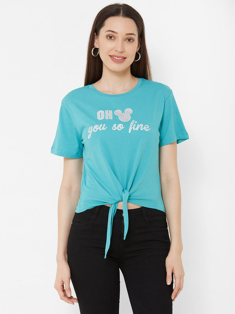 Printed Round Neck T-Shirt - Green
