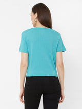 Printed Round Neck T-Shirt - Green