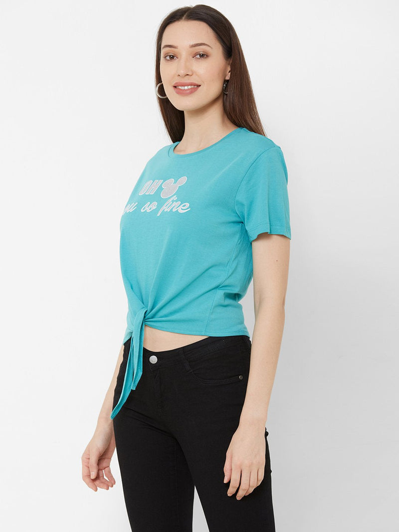 Printed Round Neck T-Shirt - Green