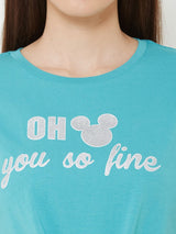 Printed Round Neck T-Shirt - Green
