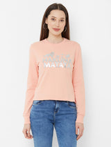 Printed Sweatshirt - Peach