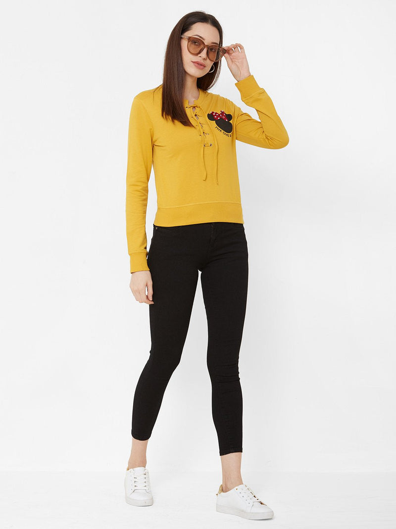 Printed Sweatshirt - Mustard