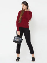 Maroon Knitted Sweater - Maroon