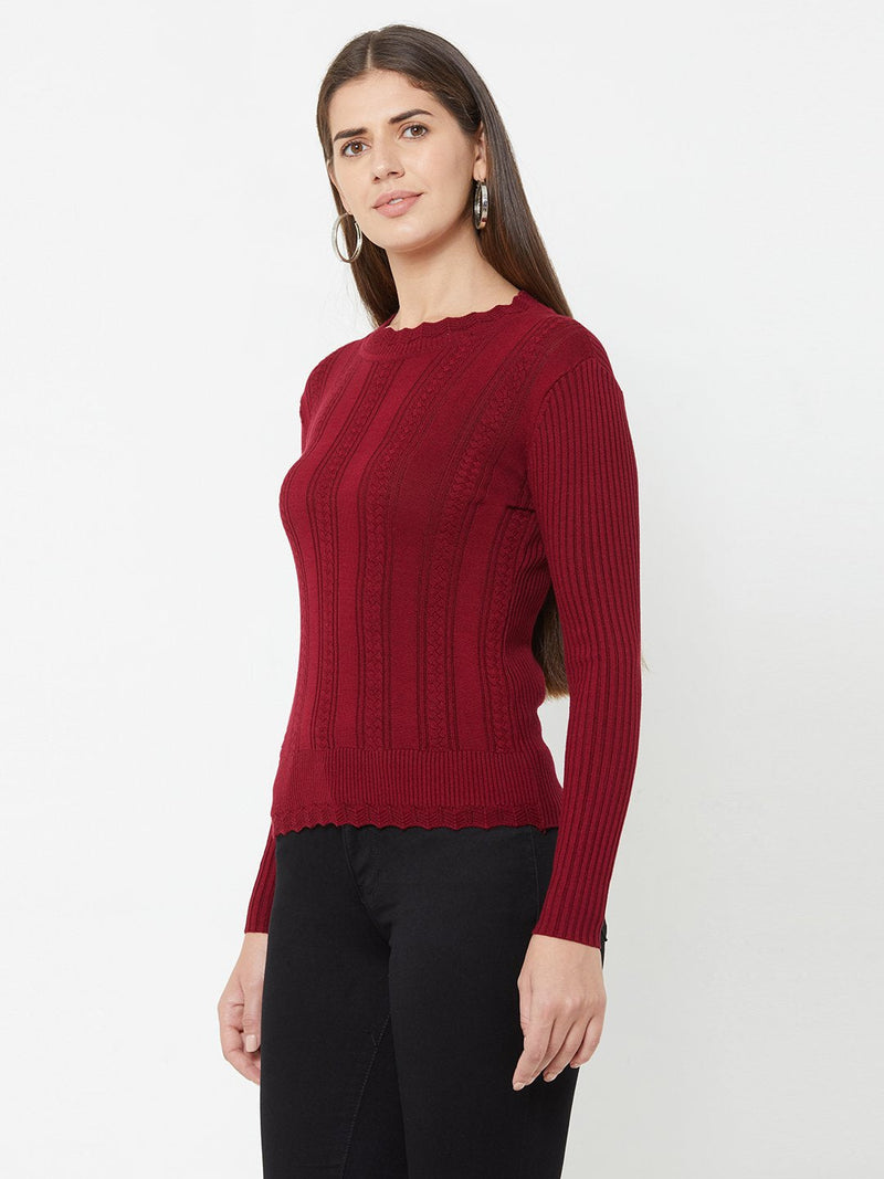 Maroon Knitted Sweater - Maroon