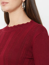 Maroon Knitted Sweater - Maroon