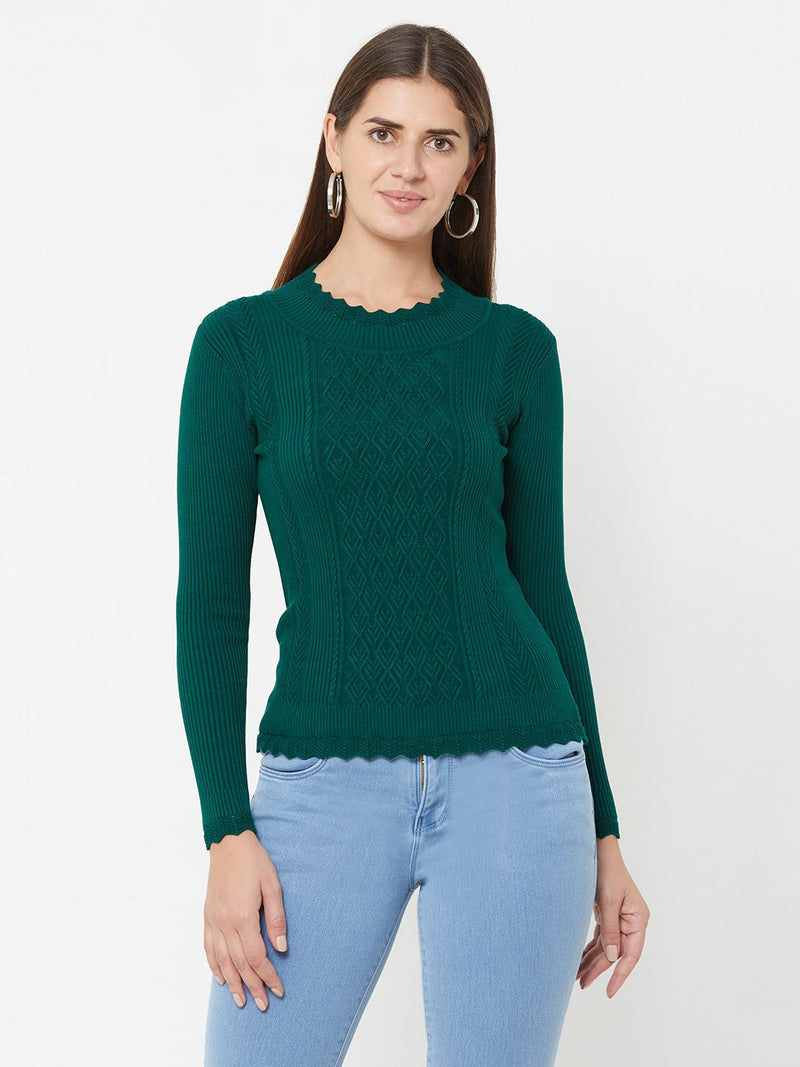 Emerald Green Knitted Sweater - Emerald Green