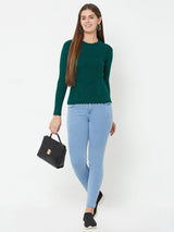 Emerald Green Knitted Sweater - Emerald Green