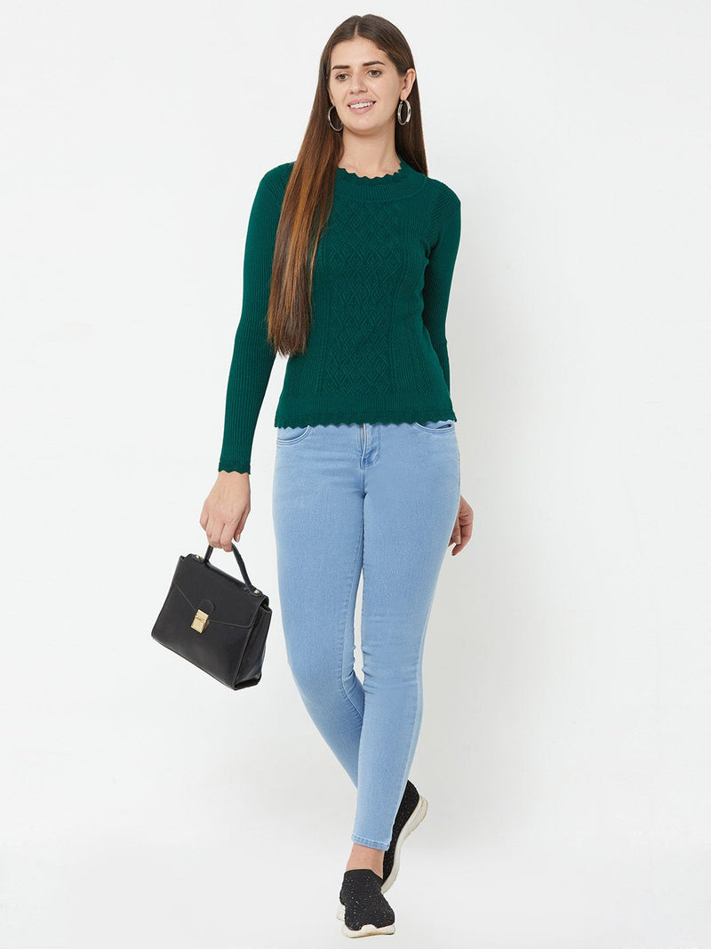 Emerald Green Knitted Sweater - Emerald Green