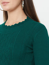 Emerald Green Knitted Sweater - Emerald Green